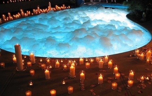 Bubbling swimming Pool and Candles