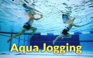 Image of people aqua jogging in swimming pool