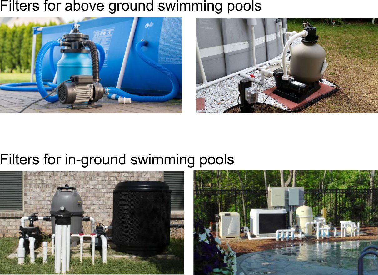 Filters for above-ground and in-ground swimming pools